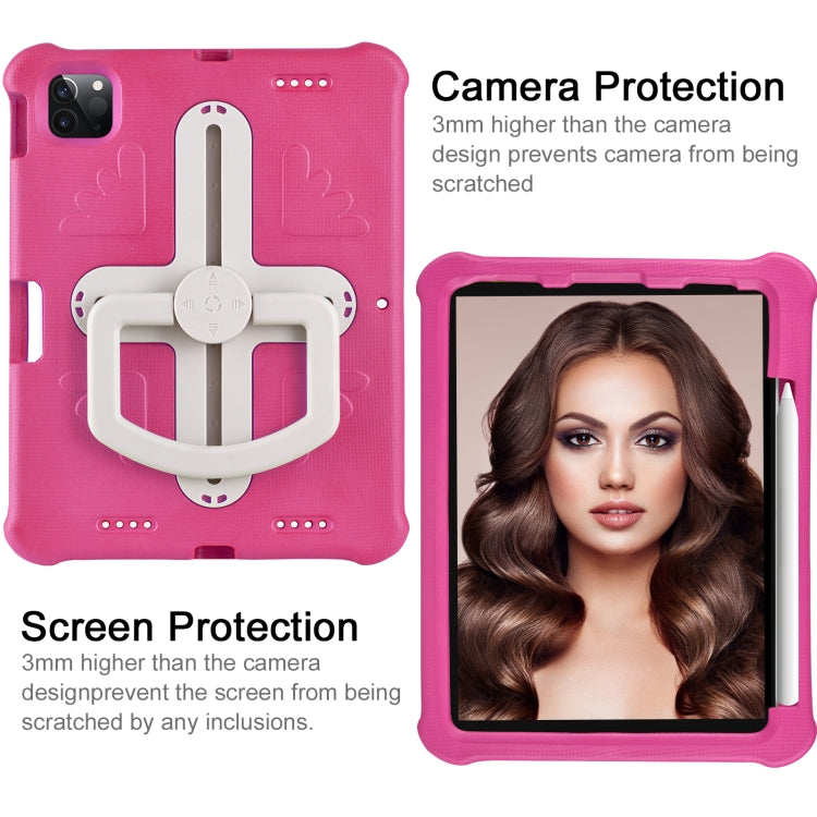 For iPad Pro 11 2024 Shield 360 Rotation Handle EVA Shockproof PC Tablet Case(Rose Red Beige) - iPad Pro 11 2024 Cases by PMC TechLife | Online Shopping South Africa | PMC TechLife | Buy Now Pay Later Mobicred