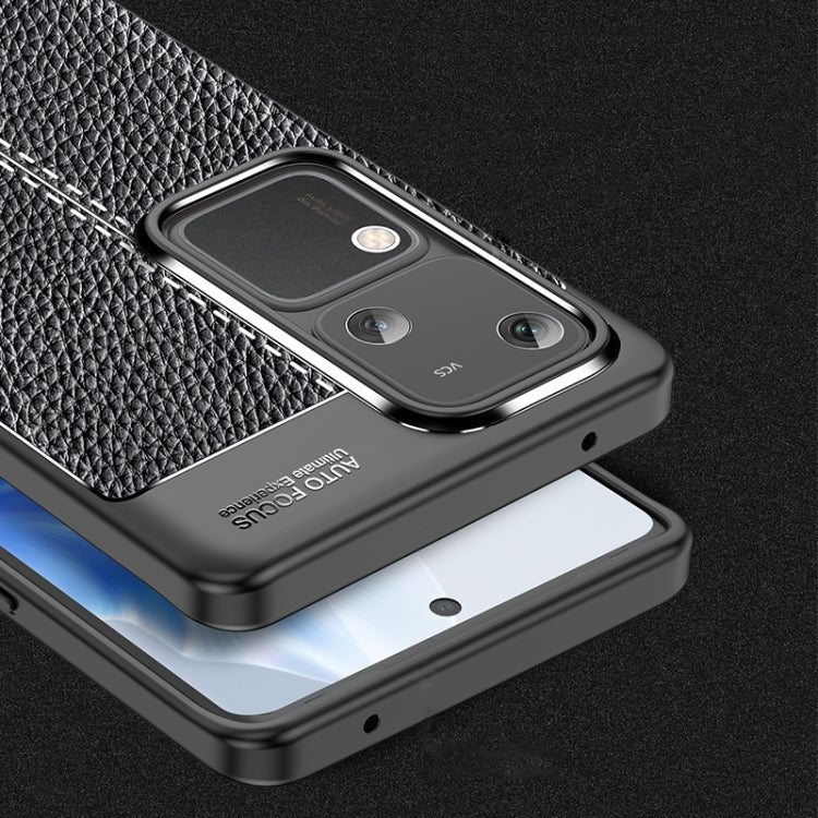 For vivo S18 Litchi Texture Shockproof TPU Phone Case(Black) - S18 Cases by PMC TechLife | Online Shopping South Africa | PMC TechLife | Buy Now Pay Later Mobicred