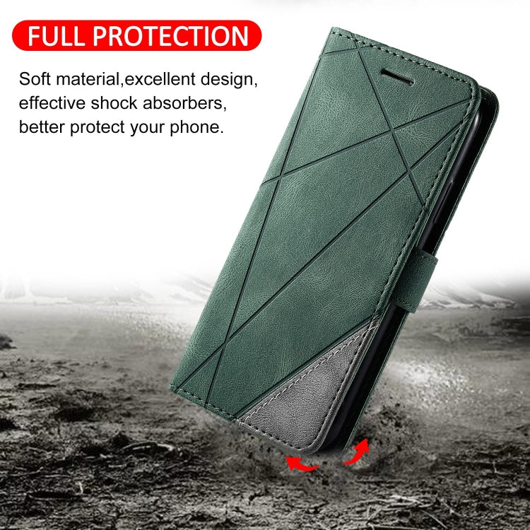 For Google Pixel 9 Skin Feel Splicing Leather Phone Case(Green) - Google Cases by PMC TechLife | Online Shopping South Africa | PMC TechLife | Buy Now Pay Later Mobicred