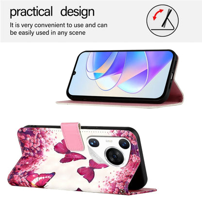 For Huawei Pura 70 Pro 3D Painting Horizontal Flip Leather Phone Case(Rose Butterfly) - Huawei Cases by PMC Jewellery | Online Shopping South Africa | PMC Jewellery | Buy Now Pay Later Mobicred