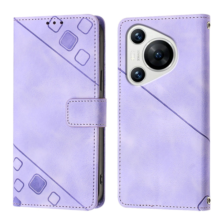 For Huawei Pura 70 Skin Feel Embossed Leather Phone Case(Light Purple) - Huawei Cases by PMC Jewellery | Online Shopping South Africa | PMC Jewellery | Buy Now Pay Later Mobicred