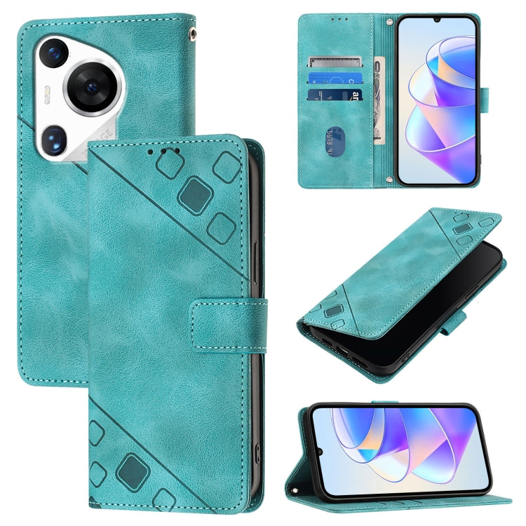 For Huawei Pura 70 Pro Skin Feel Embossed Leather Phone Case(Green) - Huawei Cases by PMC Jewellery | Online Shopping South Africa | PMC Jewellery | Buy Now Pay Later Mobicred