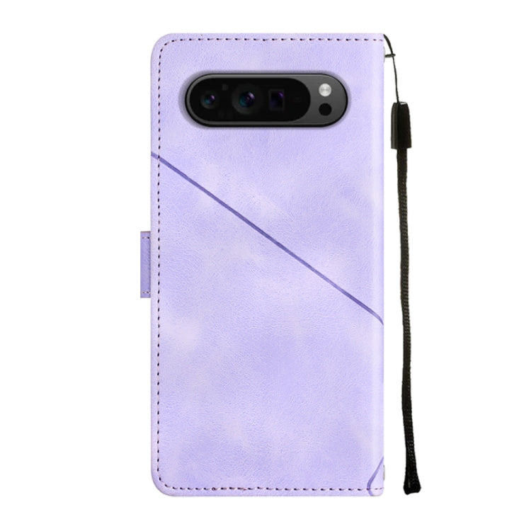 For Google Pixel 9 Pro XL Skin-feel Embossed Leather Phone Case(Light Purple) - Google Cases by PMC TechLife | Online Shopping South Africa | PMC TechLife | Buy Now Pay Later Mobicred
