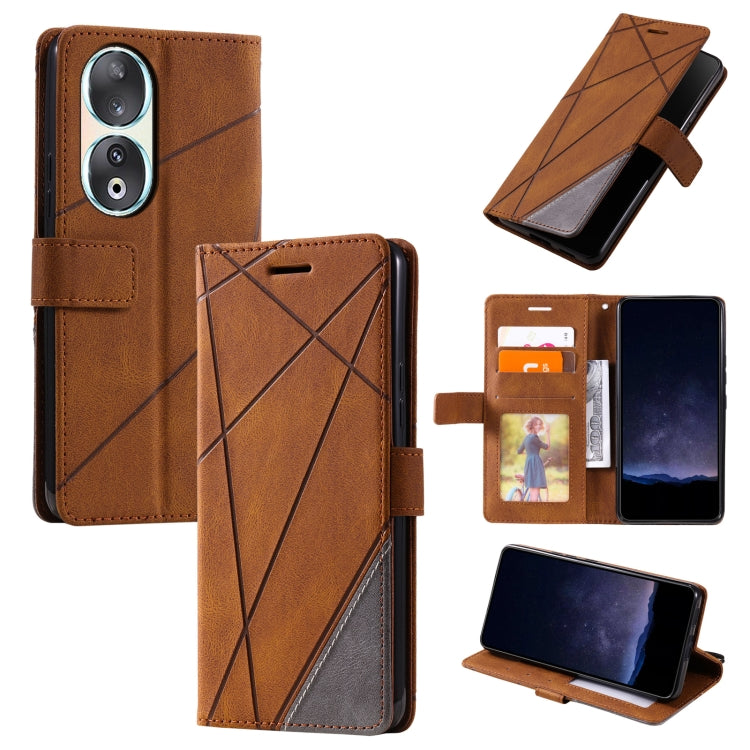 For Honor 90 Skin Feel Splicing Leather Phone Case(Brown) - Honor Cases by PMC Jewellery | Online Shopping South Africa | PMC Jewellery