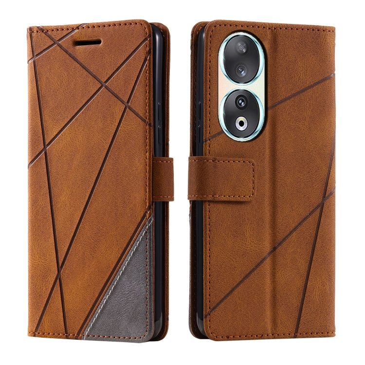 For Honor 90 Skin Feel Splicing Leather Phone Case(Brown) - Honor Cases by PMC Jewellery | Online Shopping South Africa | PMC Jewellery