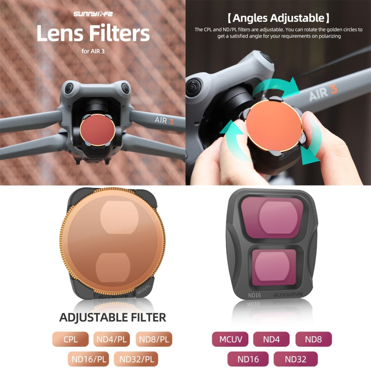 For DJI Air 3 Sunnylife Camera Lens Filter, Filter:CPL - free shipping - PMC TechLife - Order now!