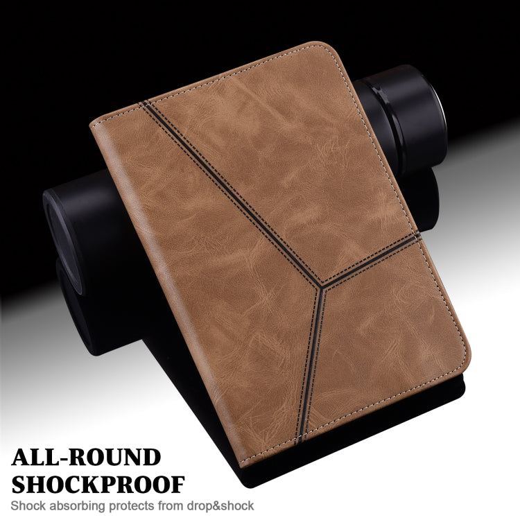 For Lenovo Tab M11 / Xiaoxin Pad 11 2024 Solid Color Stripe Embossed Leather Tablet Case(Brown) - free shipping - PMC Jewellery - Order now!