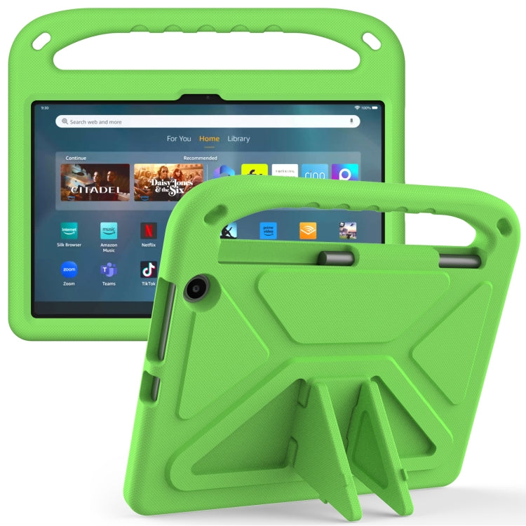 For Amazon Kindle Fire Max 11 Handle EVA Shockproof Tablet Case with Holder(Green) - Amazon by PMC TechLife | Online Shopping South Africa | PMC TechLife | Buy Now Pay Later Mobicred