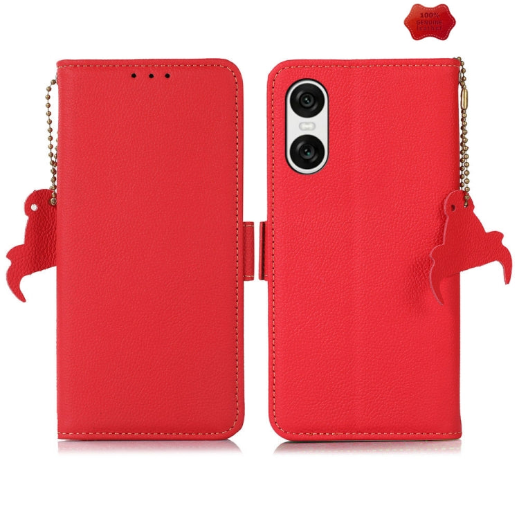 For Sony Xperia 10 VI Side-Magnetic TJ Genuine Leather RFID Phone Case(Red) - Sony Cases by PMC TechLife | Online Shopping South Africa | PMC TechLife | Buy Now Pay Later Mobicred