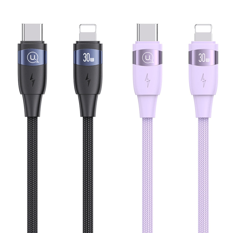 USAMS US-SJ634 U85 1.2m Type-C to 8 Pin PD30W Aluminum Alloy Fast Charging & Data Cable(Black) - 2 in 1 Cable by USAMS | Online Shopping South Africa | PMC Jewellery | Buy Now Pay Later Mobicred