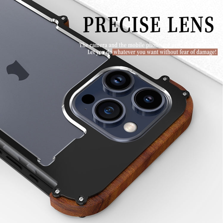 For iPhone 15 Pro Max R-JUST Ironwood Generation Metal Hybrid Wood Phone Case - free shipping - PMC TechLife - Order now!