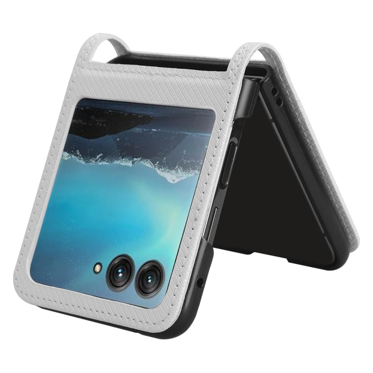 For Motorola Razr 40 Ultra Diamond Texture Leather Phone Case(White) - Motorola Cases by PMC TechLife | Online Shopping South Africa | PMC TechLife | Buy Now Pay Later Mobicred