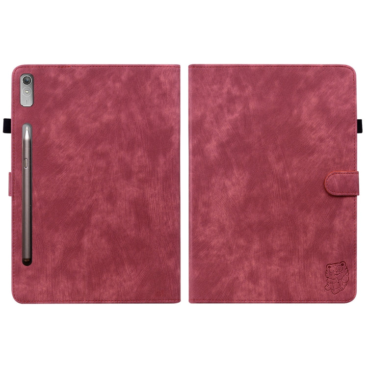 For Lenovo Tab P12 Tiger Pattern Flip Leather Tablet Case(Red) - Lenovo by PMC TechLife | Online Shopping South Africa | PMC TechLife | Buy Now Pay Later Mobicred