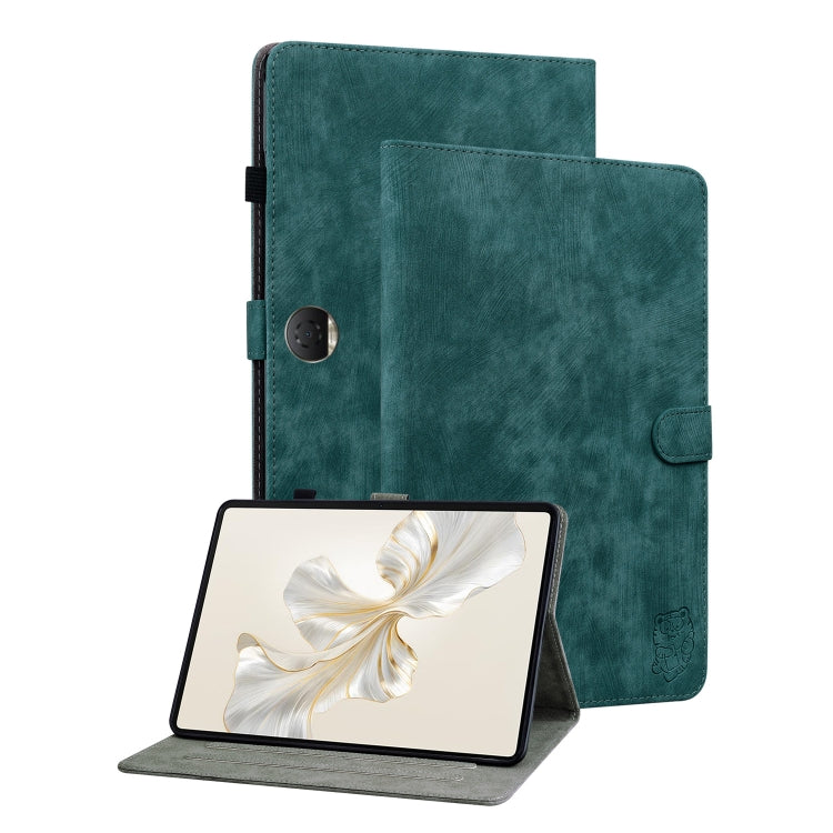 For Honor Pad 9 12.1 Embossed Tiger Pattern Leather Tablet Case(Dark Green) - Honor by PMC TechLife | Online Shopping South Africa | PMC TechLife | Buy Now Pay Later Mobicred
