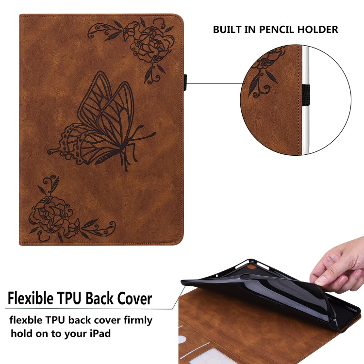 For Lenovo Tab M11/Xiaoxin Pad 11 2024 Butterfly Flower Embossed Leather Tablet Case(Brown) - Lenovo by PMC Jewellery | Online Shopping South Africa | PMC Jewellery | Buy Now Pay Later Mobicred