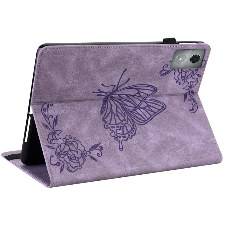 For Lenovo Tab K11 Plus Butterfly Flower Embossed Leather Tablet Case(Purple) - Lenovo by PMC TechLife | Online Shopping South Africa | PMC TechLife | Buy Now Pay Later Mobicred