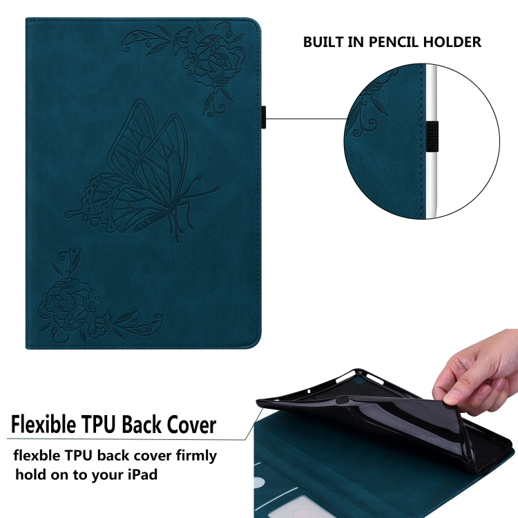 For Honor Pad X8 Pro/X9 Butterfly Flower Embossed Leather Tablet Case(Blue) - Honor by PMC TechLife | Online Shopping South Africa | PMC TechLife | Buy Now Pay Later Mobicred