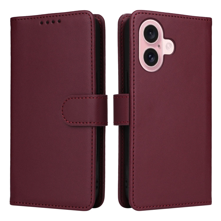 For iPhone 16 Plus BETOPNICE BN-005 2 in 1 Detachable Imitate Genuine Leather Phone Case(Wine Red) - iPhone 16 Plus Cases by BETOPNICE | Online Shopping South Africa | PMC Jewellery | Buy Now Pay Later Mobicred