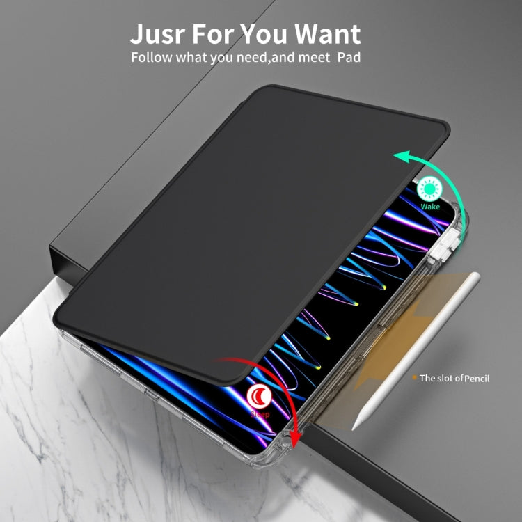 For iPad Pro 11 2024 360 Rotation Detachable Clear Acrylic Leather Tablet Case(Black) - iPad Pro 11 2024 Cases by PMC TechLife | Online Shopping South Africa | PMC TechLife | Buy Now Pay Later Mobicred
