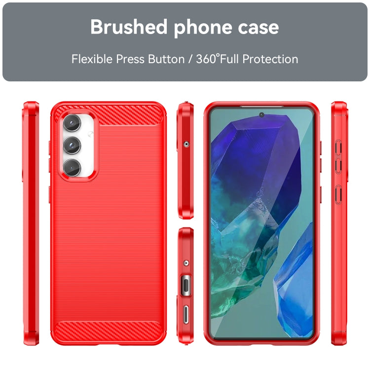 For Samsung Galaxy M55 Brushed Texture Carbon Fiber TPU Phone Case(Red) - Galaxy Phone Cases by PMC TechLife | Online Shopping South Africa | PMC TechLife