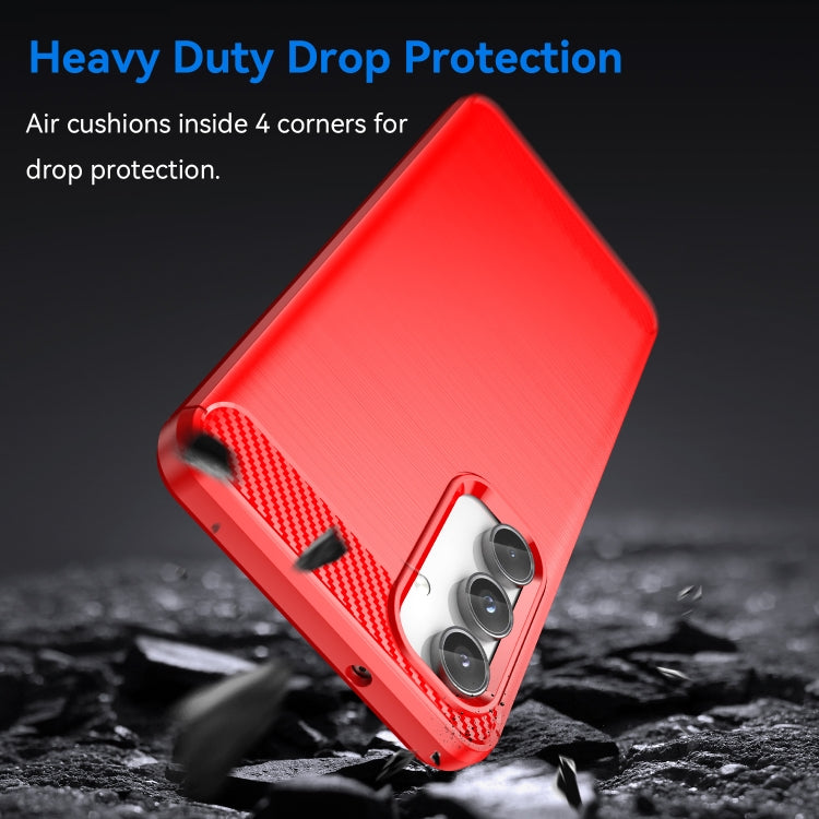 For Samsung Galaxy M55 Brushed Texture Carbon Fiber TPU Phone Case(Red) - Galaxy Phone Cases by PMC TechLife | Online Shopping South Africa | PMC TechLife