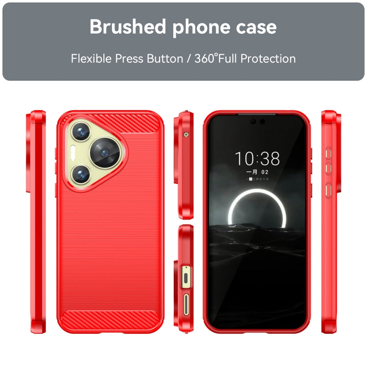 For Huawei Pura 70 Brushed Texture Carbon Fiber TPU Phone Case(Red) - Huawei Cases by PMC Jewellery | Online Shopping South Africa | PMC Jewellery | Buy Now Pay Later Mobicred