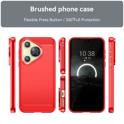 For Huawei Pura 70 Brushed Texture Carbon Fiber TPU Phone Case(Red) - Huawei Cases by PMC Jewellery | Online Shopping South Africa | PMC Jewellery | Buy Now Pay Later Mobicred