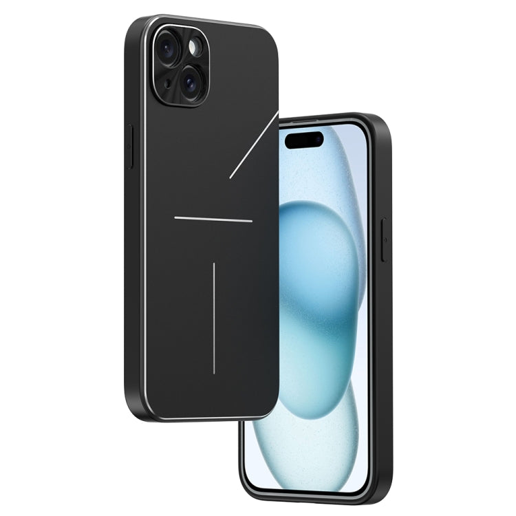 For iPhone 15 Plus R-JUST RJ52 3-Line Style Metal TPU Shockproof Phone Case(Black) - free shipping - PMC TechLife - Order now!