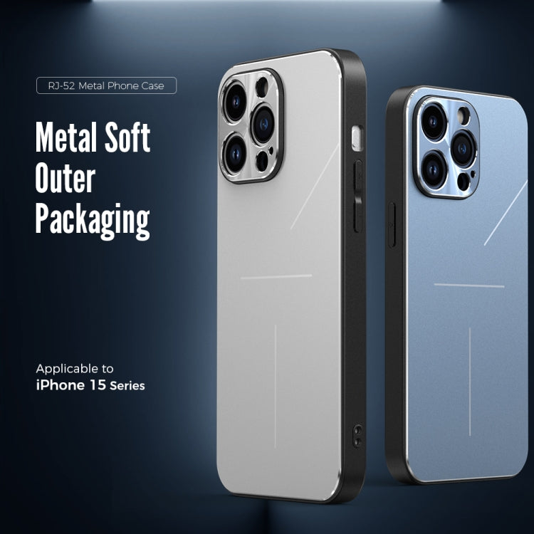 For iPhone 15 R-JUST RJ52 3-Line Style Metal TPU Shockproof Phone Case(Blue) - free shipping - PMC TechLife - Order now!