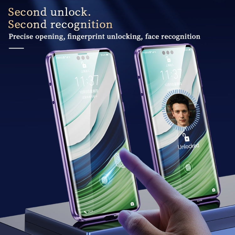 For Huawei Mate 60 Double-sided Plain Leather Glass Phone Case(Cyan-blue) - Huawei Cases by PMC TechLife | Online Shopping South Africa | PMC TechLife | Buy Now Pay Later Mobicred