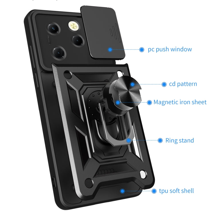 For Infinix Hot 40 / 40 Pro 4G Sliding Camera Cover Design TPU+PC Phone Case(Silver) - Infinix Cases by PMC TechLife | Online Shopping South Africa | PMC TechLife | Buy Now Pay Later Mobicred