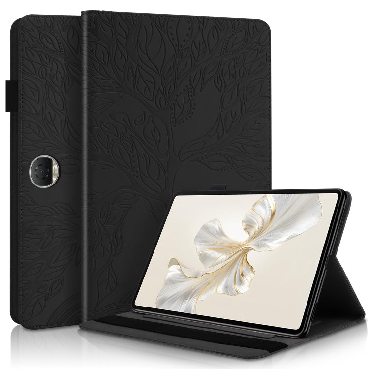 For Honor Pad 9 Tree Life Series Embossed Leather Tablet Case(Black) - Honor by PMC TechLife | Online Shopping South Africa | PMC TechLife | Buy Now Pay Later Mobicred