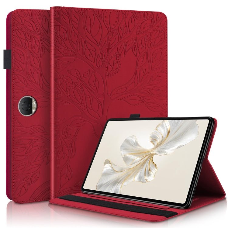 For Honor Pad 9 Tree Life Series Embossed Leather Tablet Case(Red) - Honor by PMC TechLife | Online Shopping South Africa | PMC TechLife | Buy Now Pay Later Mobicred