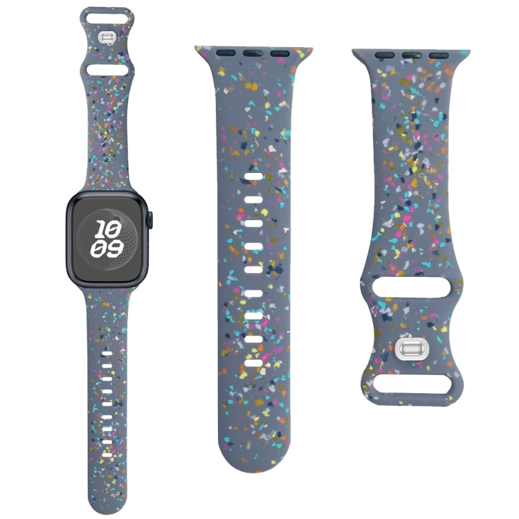 For Apple Watch 42mm Floral Silicone Watch Band(Grey) - Watch Bands by PMC Jewellery | Online Shopping South Africa | PMC Jewellery