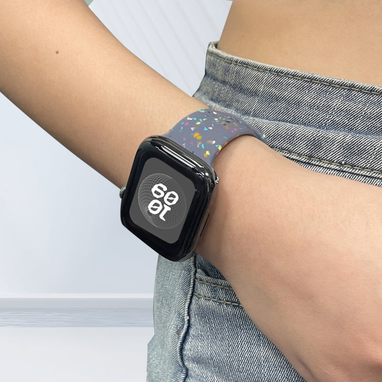 For Apple Watch 42mm Floral Silicone Watch Band(Grey) - Watch Bands by PMC TechLife | Online Shopping South Africa | PMC TechLife