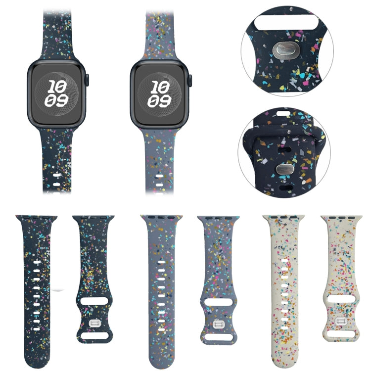 For Apple Watch Serie 9 41mm Floral Silicone Watch Band(Starlight) - Watch Bands by PMC Jewellery | Online Shopping South Africa | PMC Jewellery