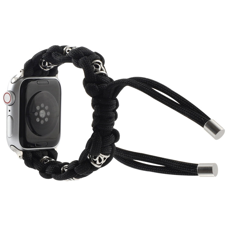 For Apple Watch 38mm Silk Silver Beads Braided Watch Band(Black) - free shipping - PMC TechLife - Order now!