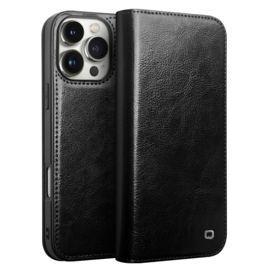 For iPhone 16 Pro Max QIALINO Classic Genuine Leather Phone Case(Black) - iPhone 16 Pro Max Cases by QIALINO | Online Shopping South Africa | PMC Jewellery | Buy Now Pay Later Mobicred