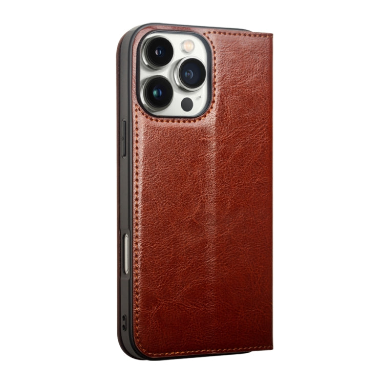 For iPhone 16 Pro Max QIALINO Classic Genuine Leather Phone Case(Brown) - iPhone 16 Pro Max Cases by QIALINO | Online Shopping South Africa | PMC Jewellery | Buy Now Pay Later Mobicred