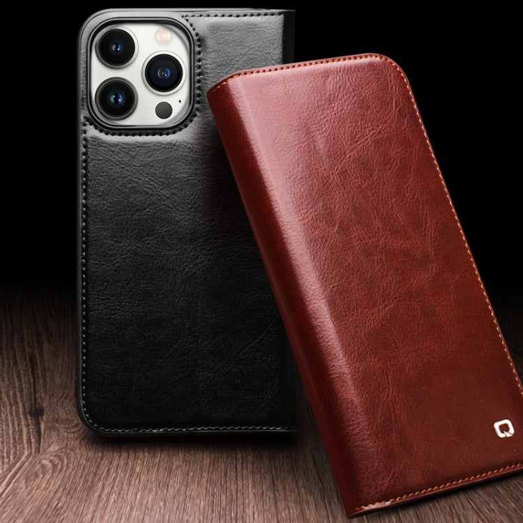 For iPhone 16 Plus QIALINO Classic Genuine Leather Phone Case(Brown) - free shipping - PMC Jewellery - Order now!