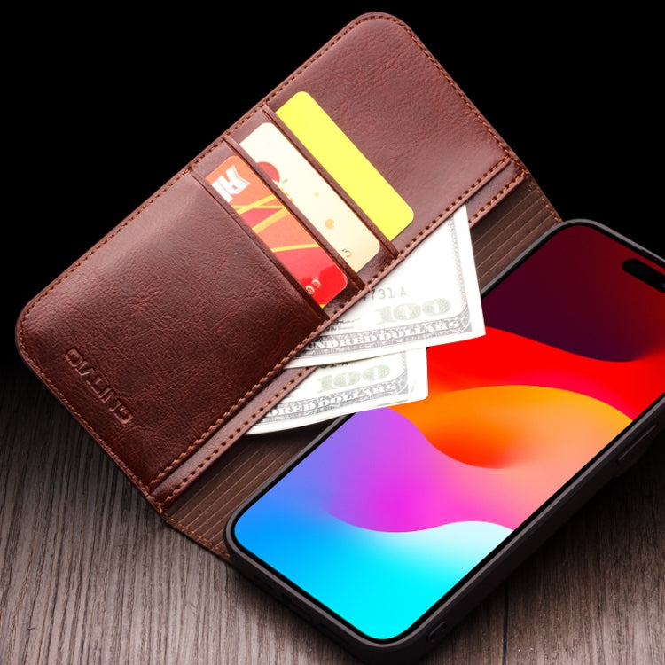For iPhone 15 Plus QIALINO Classic Genuine Leather Phone Case(Brown) - free shipping - PMC Jewellery - Order now!