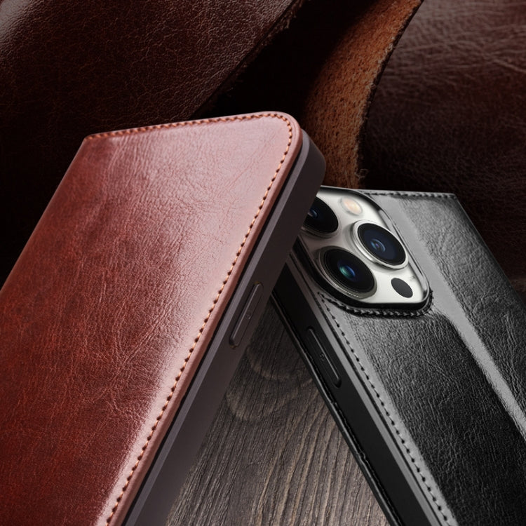 For iPhone 16 Plus QIALINO Classic Genuine Leather Phone Case(Brown) - iPhone 16 Plus Cases by QIALINO | Online Shopping South Africa | PMC Jewellery | Buy Now Pay Later Mobicred