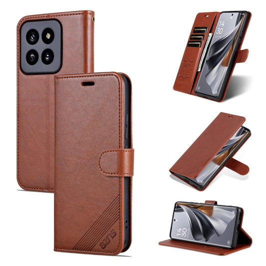 For Xiaomi 14 Pro AZNS Sheepskin Texture Flip Leather Phone Case(Brown) - 14 Pro Cases by AZNS | Online Shopping South Africa | PMC Jewellery | Buy Now Pay Later Mobicred