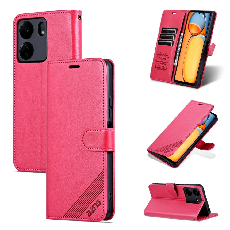 For Xiaomi Poco C65/Redmi 13C AZNS Sheepskin Texture Flip Leather Phone Case(Red) - Xiaomi Cases by AZNS | Online Shopping South Africa | PMC TechLife | Buy Now Pay Later Mobicred