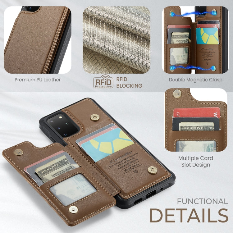 For Samsung Galaxy S20+ CaseMe C22 Card Slots Holder RFID Anti-theft Phone Case(Brown) - Galaxy Phone Cases by CaseMe | Online Shopping South Africa | PMC Jewellery | Buy Now Pay Later Mobicred