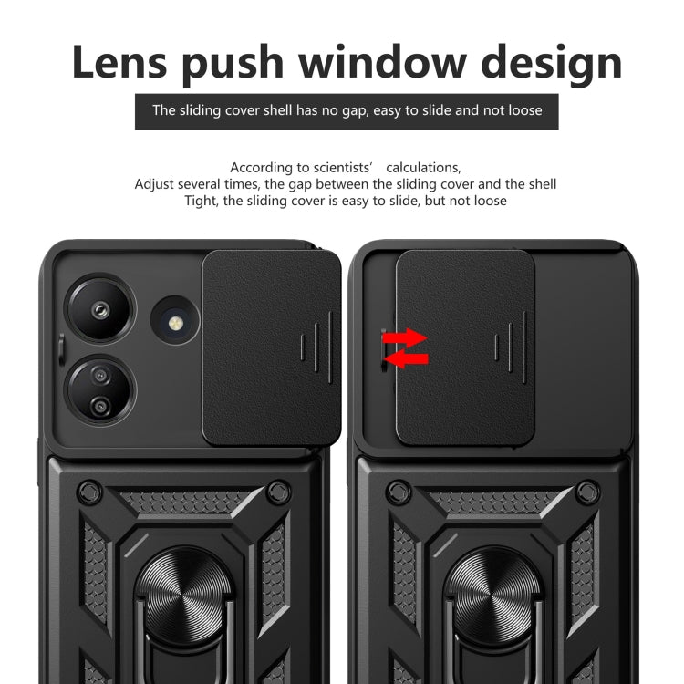 For Xiaomi Redmi 13C 4G Sliding Camera Cover Design TPU Hybrid PC Phone Case(Blue) - 13C Cases by PMC TechLife | Online Shopping South Africa | PMC TechLife | Buy Now Pay Later Mobicred