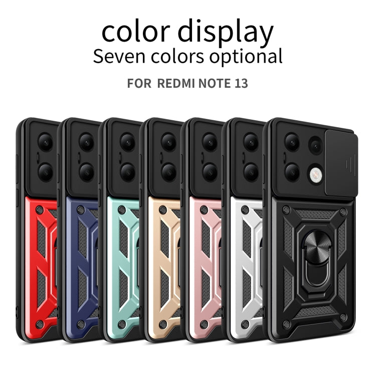 For Xiaomi Redmi Note 13 4G Global Sliding Camera Cover Design TPU Hybrid PC Phone Case(Black) - Note 13 Cases by PMC TechLife | Online Shopping South Africa | PMC TechLife | Buy Now Pay Later Mobicred