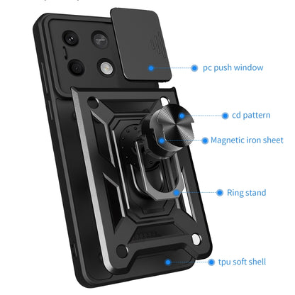 For Xiaomi Redmi Note 13 5G Sliding Camera Cover Design TPU Hybrid PC Phone Case(Black) - Note 13 Cases by PMC Jewellery | Online Shopping South Africa | PMC Jewellery | Buy Now Pay Later Mobicred