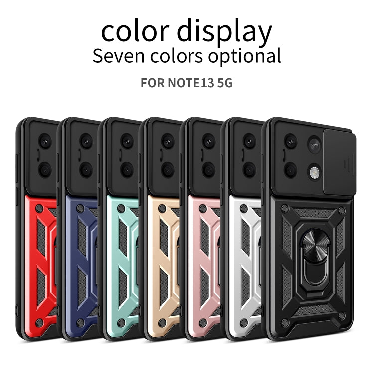 For Xiaomi Redmi Note 13 5G Sliding Camera Cover Design TPU Hybrid PC Phone Case(Silver) - Note 13 Cases by PMC TechLife | Online Shopping South Africa | PMC TechLife | Buy Now Pay Later Mobicred