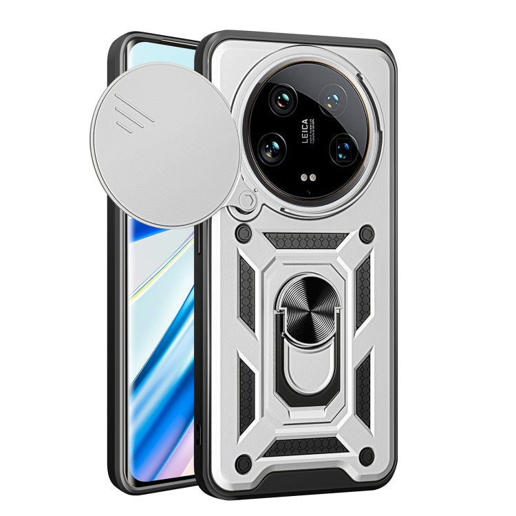 For Xiaomi 14 Ultra Sliding Camera Cover Design TPU Hybrid PC Phone Case(Silver) - 14 Ultra Cases by PMC Jewellery | Online Shopping South Africa | PMC Jewellery | Buy Now Pay Later Mobicred